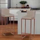 Kit 02 Banqueta Alta Lucca Ferro Bronze Bege