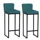 Kit 02 Banqueta Alta Lucca Ferro Preto Azul Turquesa