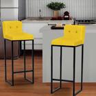 Kit 02 Banqueta Alta Lucca Preto Botão Amarelo