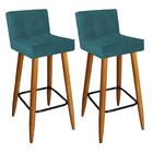 Kit 02 Banqueta Alta Lucy Castanho Azul Turquesa