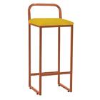 Kit 02 Banqueta Alta Luffi Com Encosto Bronze Amarelo
