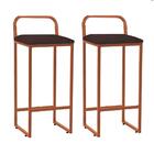 Kit 02 Banqueta Alta Luffi Com Encosto Bronze Marrom