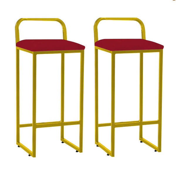 Kit 02 Banqueta Alta Luffi Com Encosto Cozinha Bar Balcão Bis