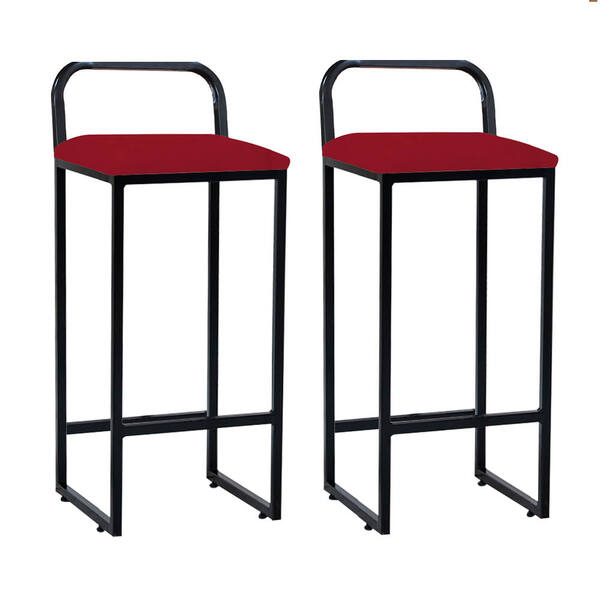 Kit 02 Banqueta Alta Luffi Com Encosto Cozinha Bar Balcão Bis