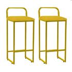 Kit 02 Banqueta Alta Luffi Com Encosto Dourado Amarelo