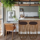 Kit 02 Banqueta Alta Luffi Com Encosto Dourado Amarelo