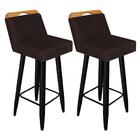 Kit 02 Banqueta Alta Preto Corino Marrom