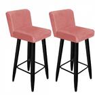 Kit 02 Banqueta Alta Preto Suede Rose Gold