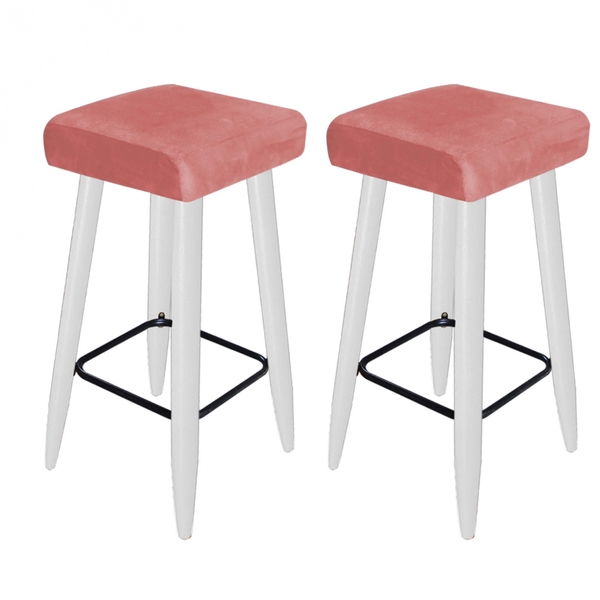 Kit 02 Banqueta Alta Quadrado Luma Para Cozinha Bar Balcão Bi