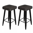 Kit 02 Banqueta Alta Quadrado Luma Preto Cinza