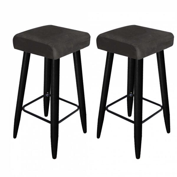 Kit 02 Banqueta Alta Quadrado Luma Preto Cinza