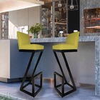 Kit 02 Banqueta Alta Z Base De Ferro Suede Amarelo - D'classe