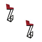 Kit 02 Banqueta Alta Z Base De Ferro Suede Vermelho - D'class