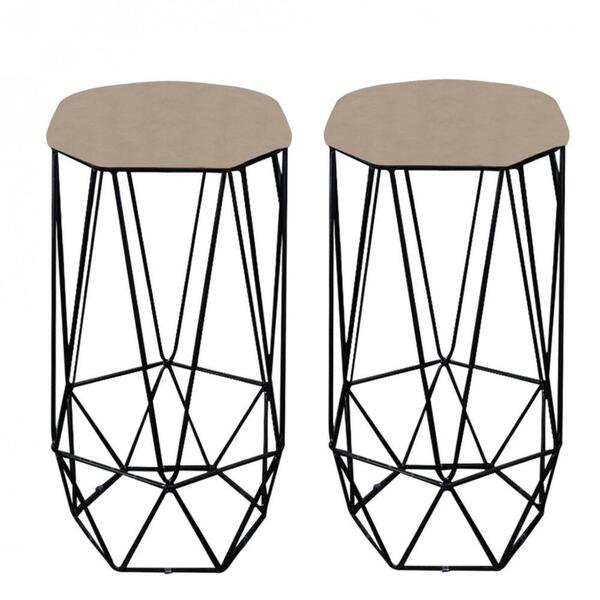 Kit 02 Banqueta Aramado Liz Base Preto Bege