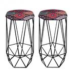 Kit 02 Banqueta Aramado Liz Base Preto Mandala Colorido