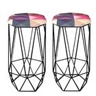 Kit 02 Banqueta Aramado Liz Base Preto Triângulo Colorido