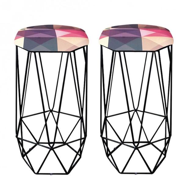 Kit 02 Banqueta Aramado Liz Base Preto Triângulo Colorido