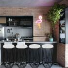 Kit 02 Banqueta Aramado Preto Corino Branco