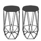 Kit 02 Banqueta Aramado Preto Suede Cinza