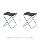 Kit 02 Banqueta De Alumínio Dobrável Preto