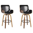 Kit 02 Banquetas Agra Giratória Com Base De Madeira E Apoio D