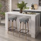 Kit 02 Banquetas Alta 70 Cm Dubai Pés De Madeira - Salaone -