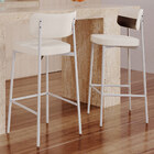 Kit 02 Banquetas Alta Bar Cozinha Sala De Jantar Aço Branco K