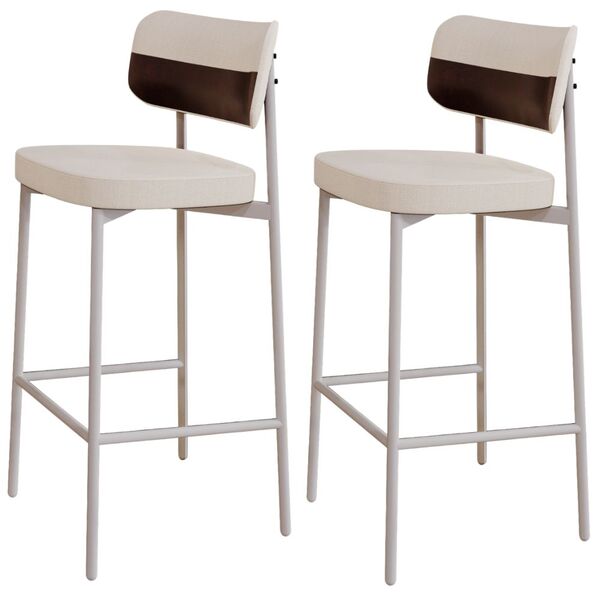 Kit 02 Banquetas Alta Bar Cozinha Sala De Jantar Aço Branco K