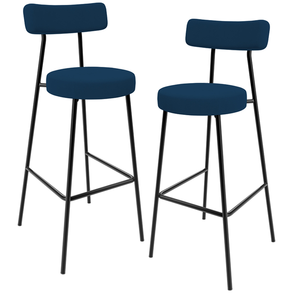 Kit 02 Banquetas Alta Bar Cozinha Sala De Jantar Em Aço Milão