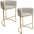 Kit 02 Banquetas Alta Com Encosto Betina Base Bronze Poliéste