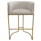 Kit 02 Banquetas Alta Com Encosto Betina Base Bronze Poliéste