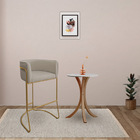 Kit 02 Banquetas Alta Com Encosto Betina Base Bronze Poliéste