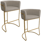 Kit 02 Banquetas Alta Com Encosto Betina Base Bronze Poliéste