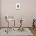 Kit 02 Banquetas Alta Com Encosto Betina Base Cobre Poliéster