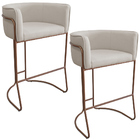 Kit 02 Banquetas Alta Com Encosto Betina Base Cobre Poliéster