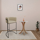 Kit 02 Banquetas Alta Com Encosto Betina Base Preto Linho Beg