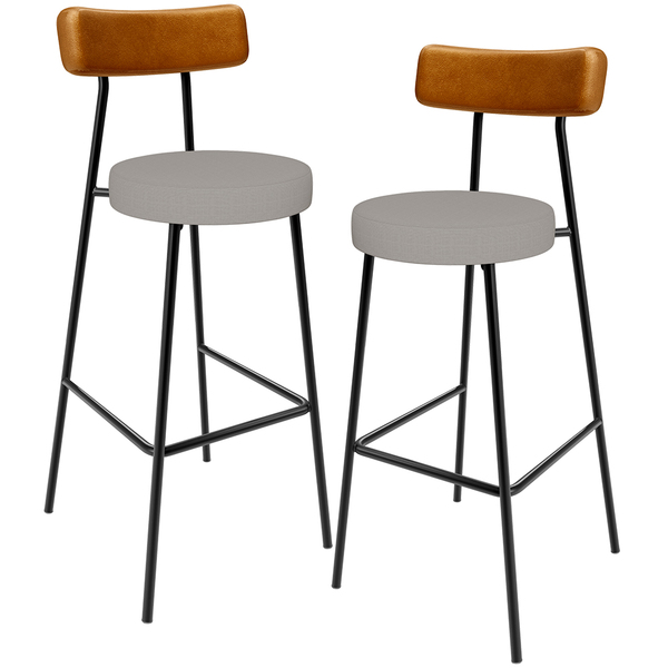 Kit 02 Banquetas Alta Cozinha Sala Jantar Aço Milão L02 Courí