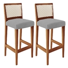 Kit 02 Banquetas Alta Para Cozinha Encosto Em Tela Branco Zio