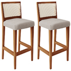 Kit 02 Banquetas Alta Para Cozinha Encosto Em Tela Branco Zio