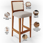 Kit 02 Banquetas Alta Para Cozinha Encosto Em Tela Branco Zio