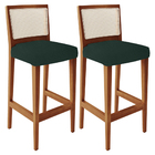 Kit 02 Banquetas Alta Para Cozinha Encosto Em Tela Branco Zio