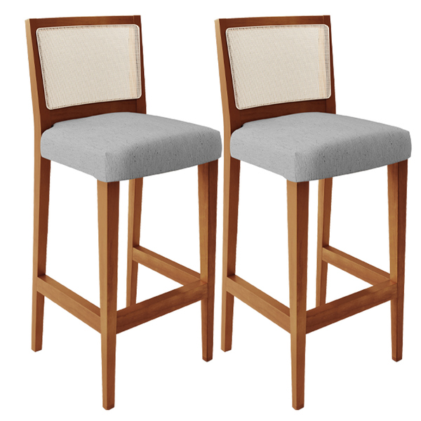 Kit 02 Banquetas Alta Para Cozinha Encosto Em Tela Branco Zio
