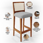 Kit 02 Banquetas Alta Para Cozinha Encosto Em Tela Branco Zio