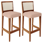 Kit 02 Banquetas Alta Para Cozinha Encosto Em Tela Branco Zio