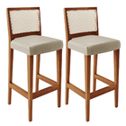 Kit 02 Banquetas Alta Para Cozinha Encosto Tela Branco Zion L