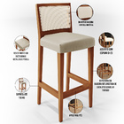 Kit 02 Banquetas Alta Para Cozinha Encosto Tela Branco Zion L