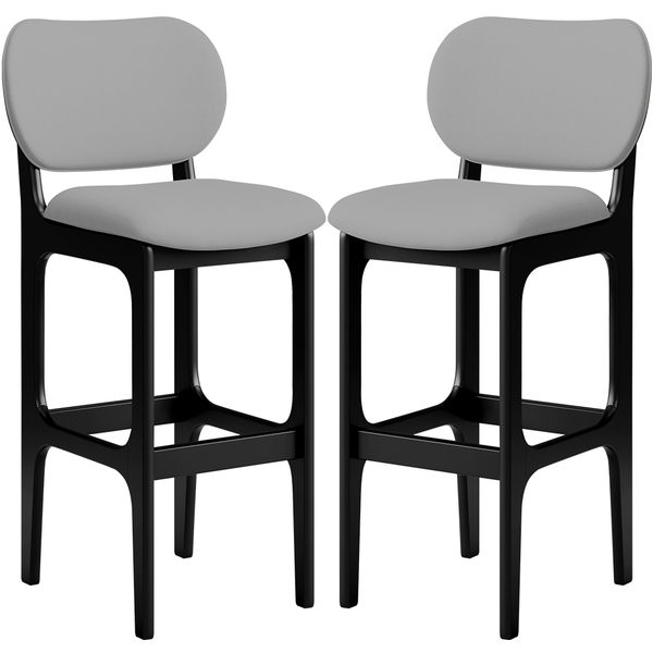 Kit 02 Banquetas Alta Para Cozinha Madeira Fixa Betta L02 Pre