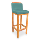 Kit 02 Banquetas Alta Rubi Veludo Azul Turquesa Base Fixa De