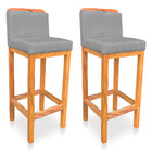 Kit 02 Banquetas Alta Rubi Veludo Base Fixa De Madeira - Pall