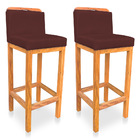 Kit 02 Banquetas Alta Rubi Veludo Base Fixa De Madeira - Pall